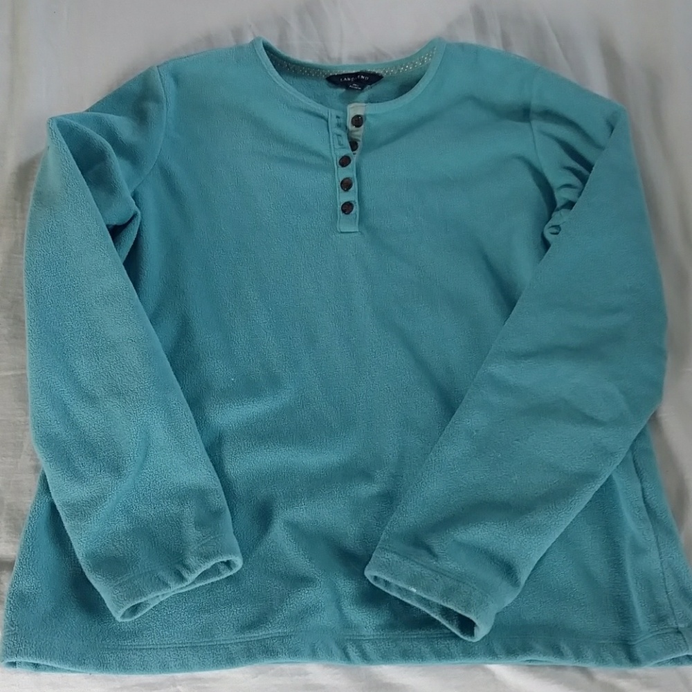 Aqua Land's End fleece pullover, sz small